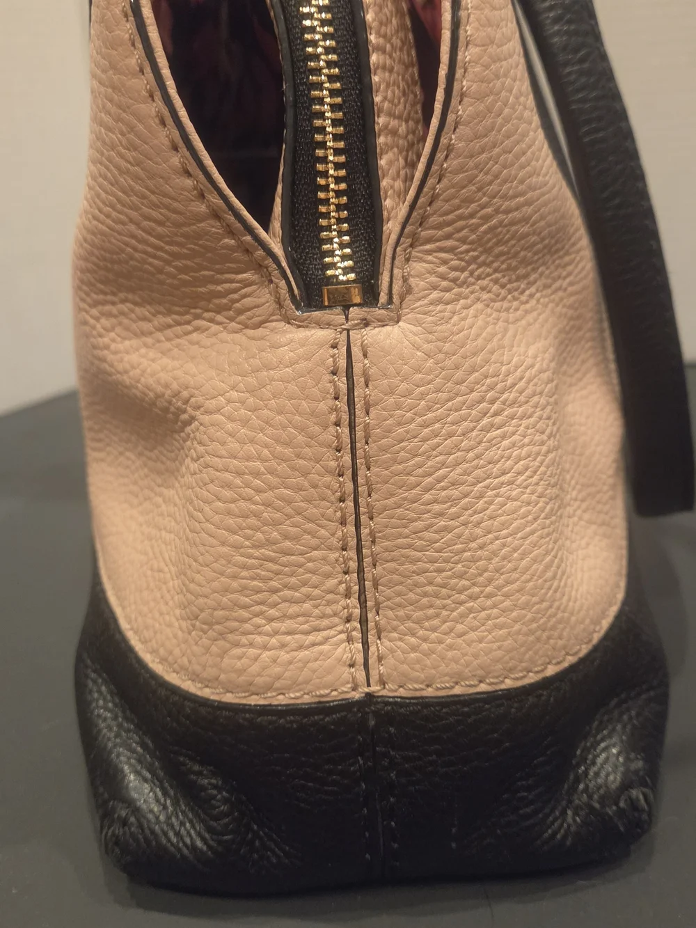 Kate Spade Two-Tone Pebbled Leather Satchel - Blush and Black